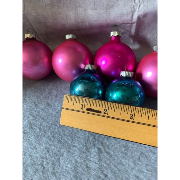 Vintage Shiny Brite Glass Christmas Ornaments Set 11 Teal Pink Red - Picture 9 of 10